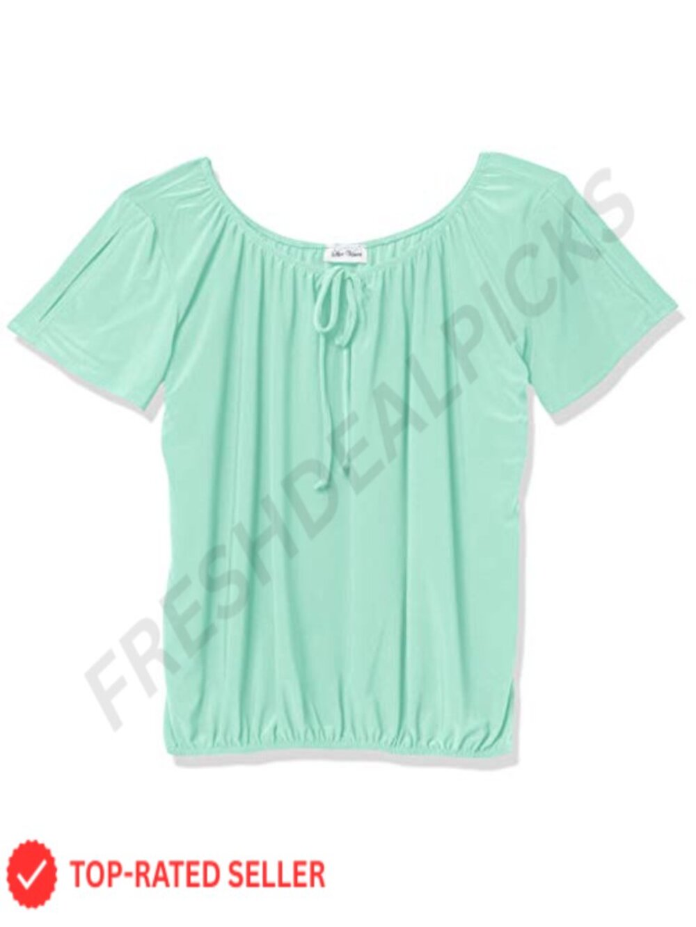 Star Vixen Women's Short Sleeve Keyhole Tie Peasant Top